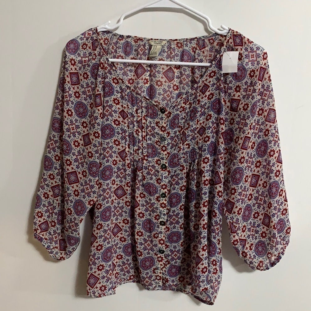 Forever 21 thin material button up wide sleeves M